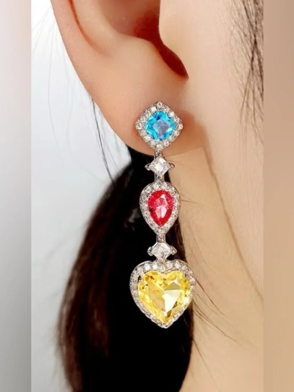 Multi-Color Gemstone Drop Earrings